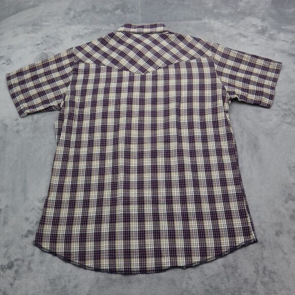 Wrangler Shirt Mens Medium Blue Red Plaid Pearl Snap Western Workwear Button Up - Picture 10 of 14